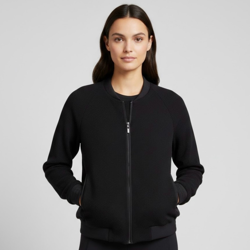 Reed Krakoff Black Mesh Zip Up Bomber Jacket - Large